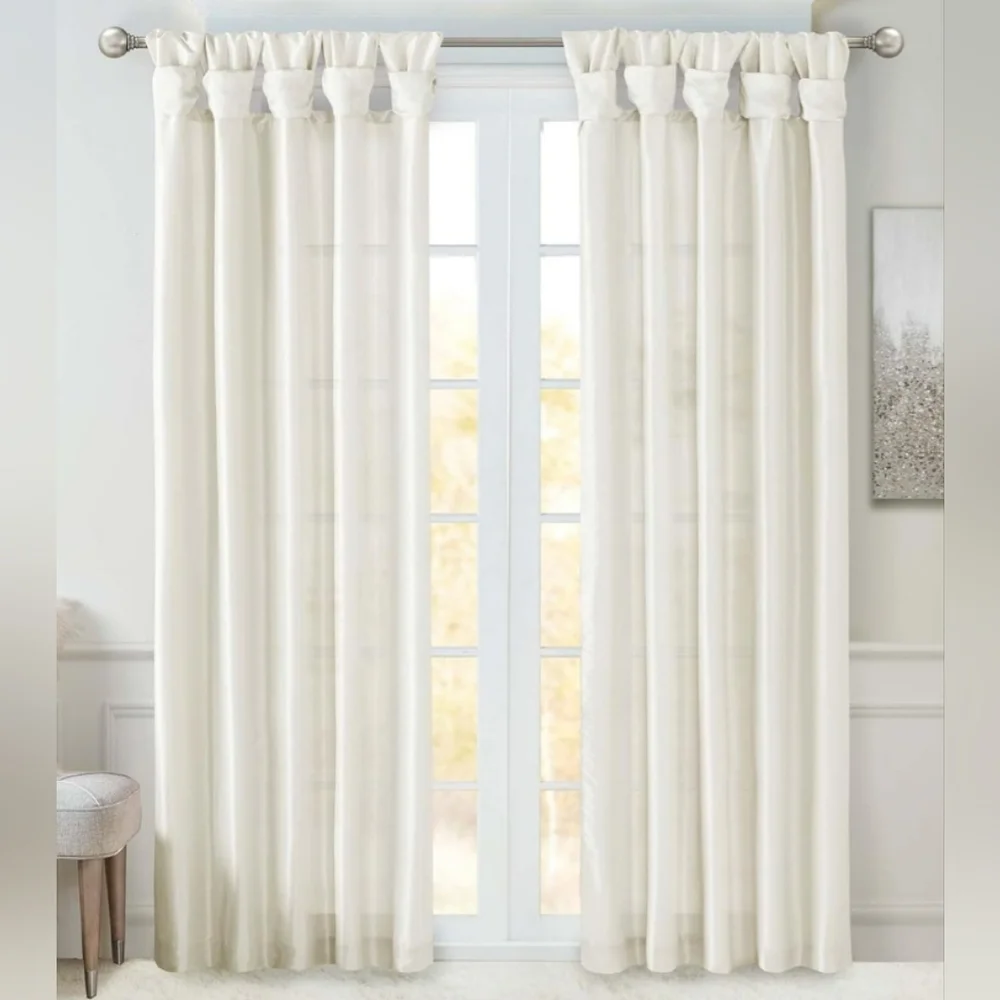 NEW White TopKnot Curtains 2 panels